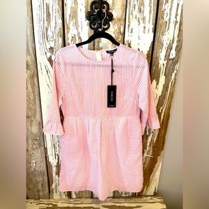 Rachel Pink Striped Dress Ruffle sleeves size small NWT